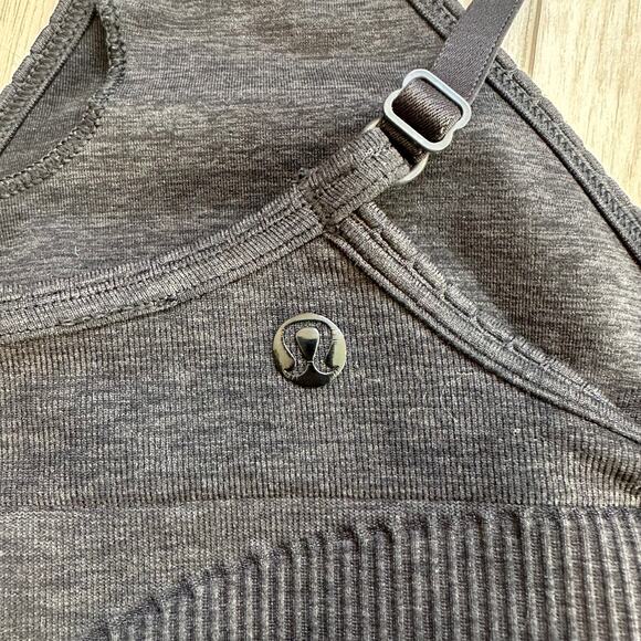Lululemon Ebb to Street Heathered Black lightly lined cross back sports bra A/B - Picture 4 of 4